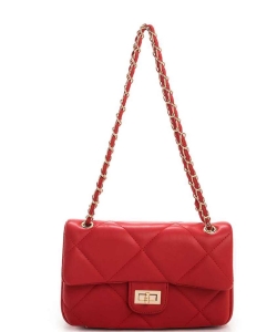Diamond Quilted Classic Shoulder Bag 118-6582 RED